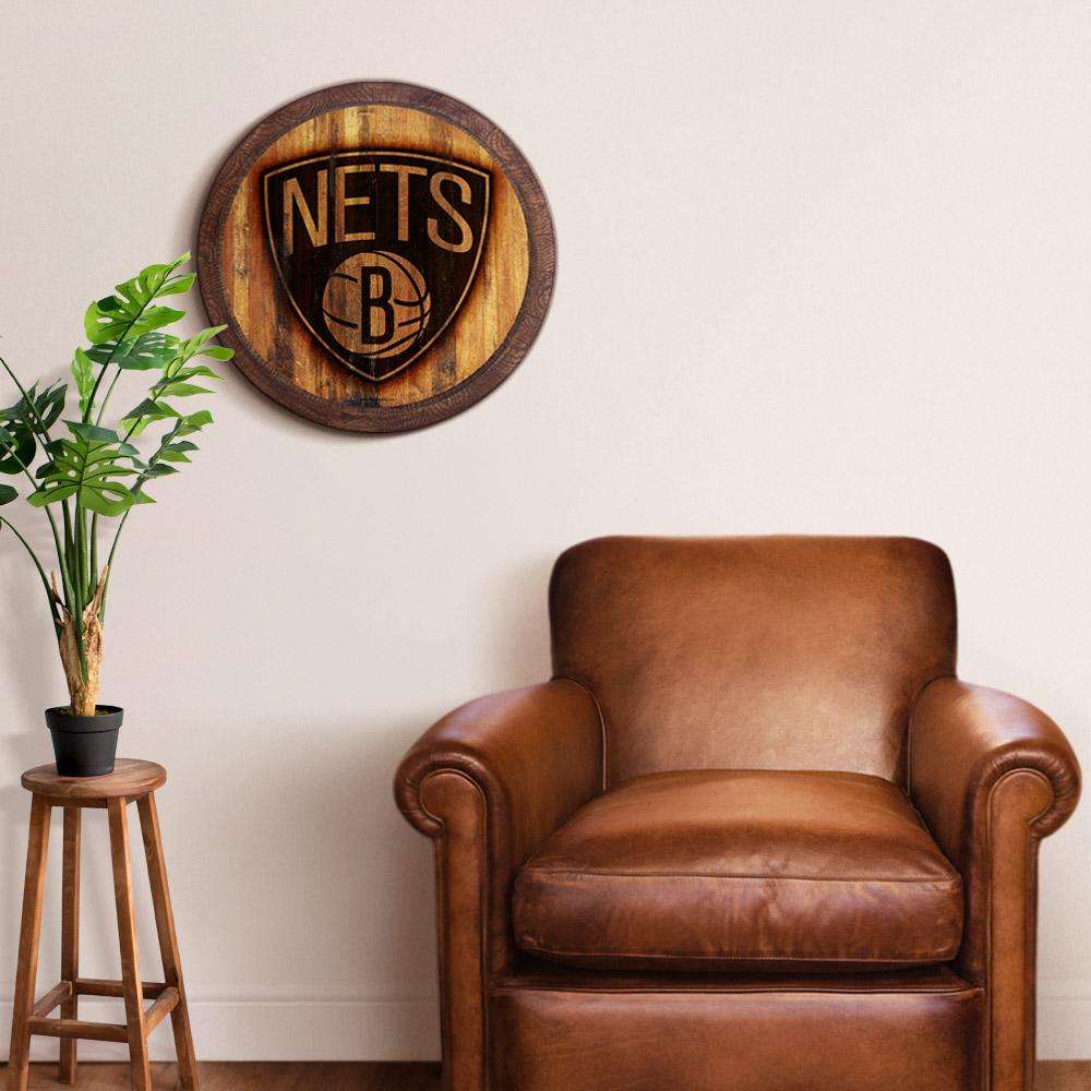 Brooklyn Nets Branded Barrel Top Sign Room View