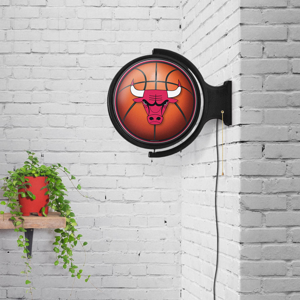 Chicago Bulls Round Basketball Rotating Wall Sign Room View