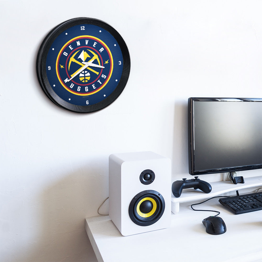 Denver Nuggets Ribbed Wall Clock Room View