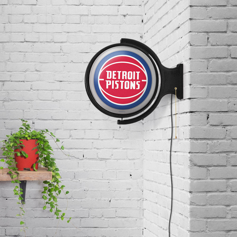 Detroit Pistons Round Rotating Wall Sign Room View