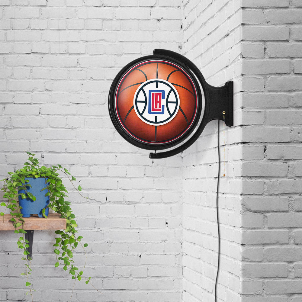 Los Angeles Clippers Round Basketball Rotating Wall Sign Room View