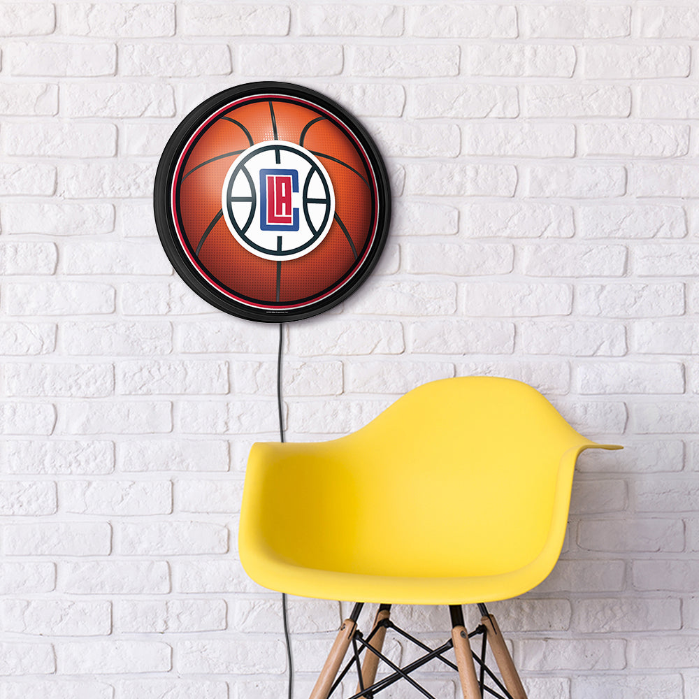 Los Angeles Clippers Basketball Slimline Round Lighted Wall Sign Room View
