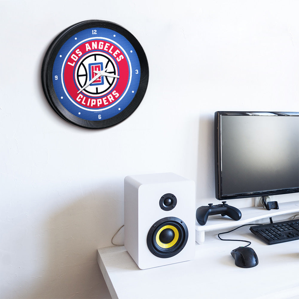 Los Angeles Clippers Ribbed Wall Clock Room View