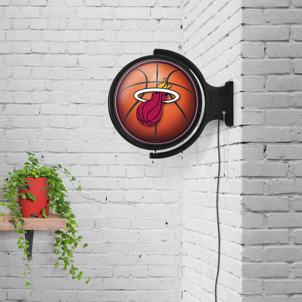 Miami Heat Round Basketball Rotating Wall Sign Room View