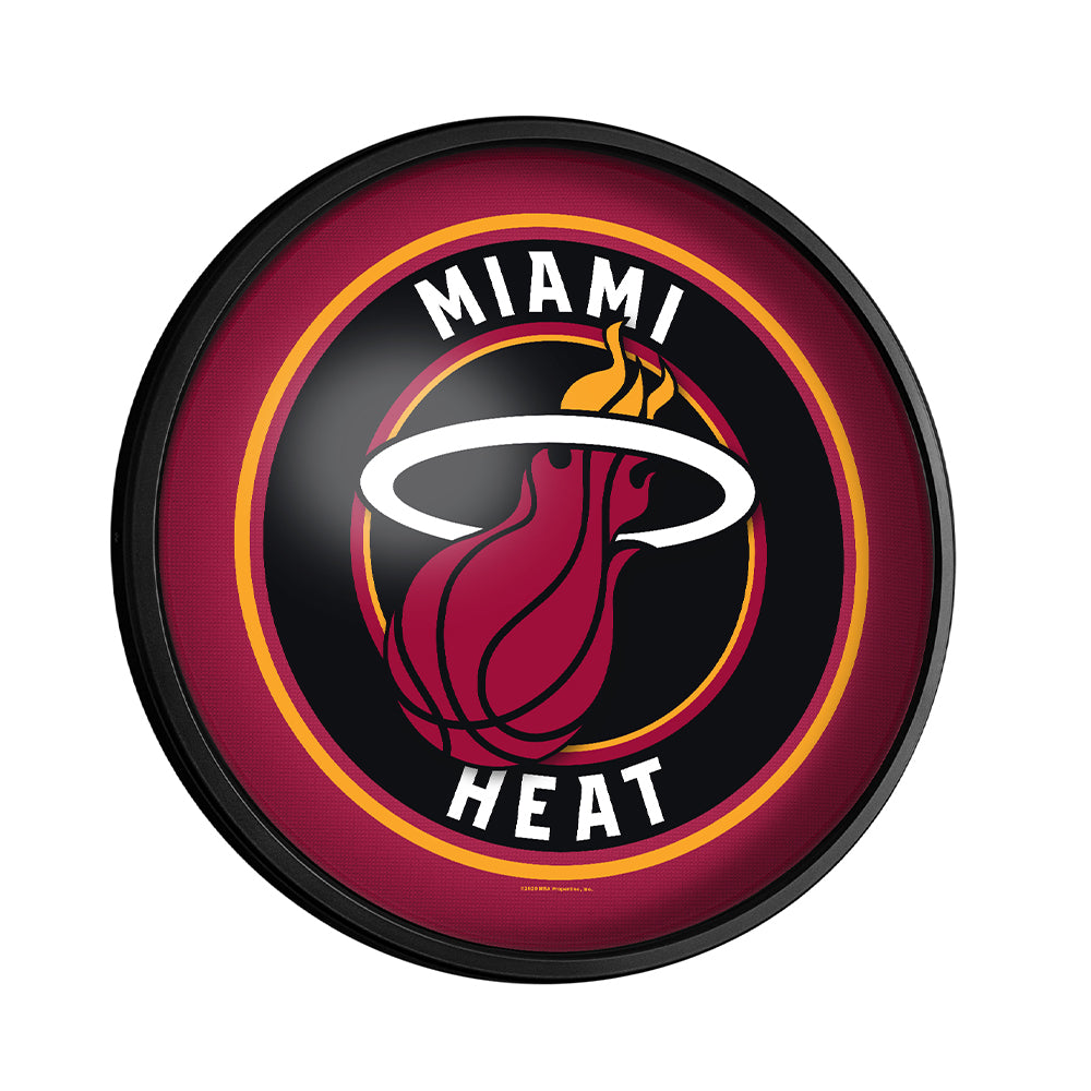 Miami Heat Slimline Round Lighted Wall Sign