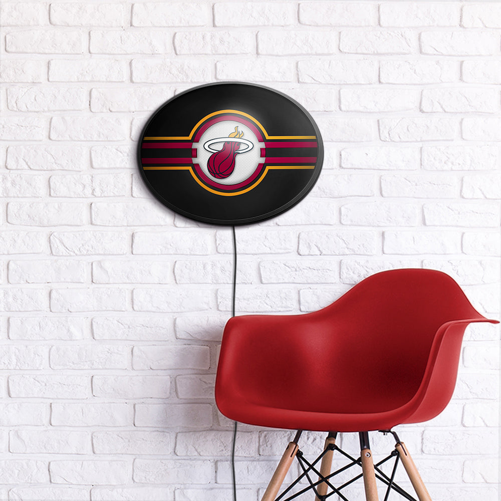 Miami Heat Slimline Oval Lighted Wall Sign Room View