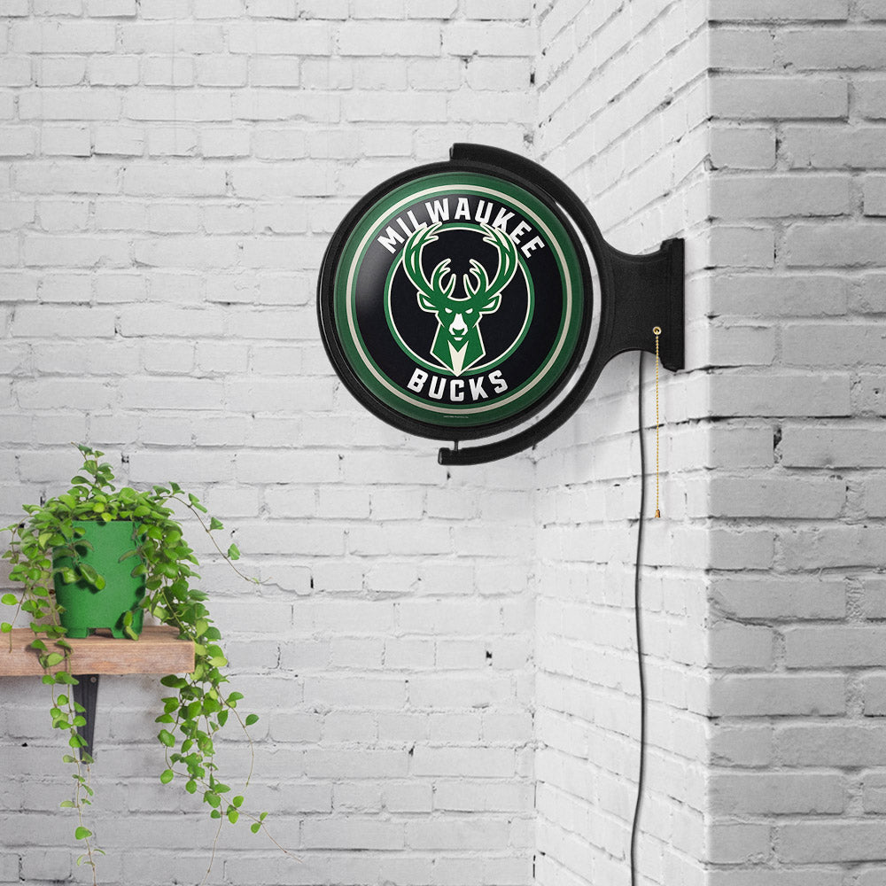 Milwaukee Bucks Round Rotating Wall Sign Room View