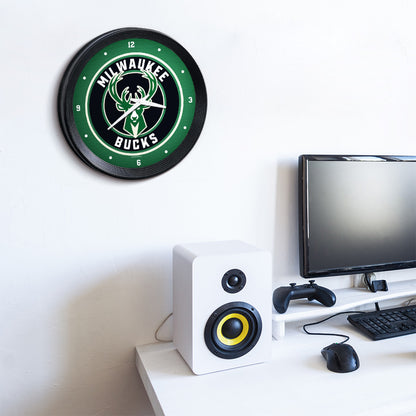 Milwaukee Bucks Ribbed Wall Clock Room View