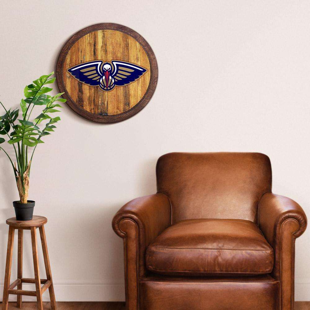 New Orleans Pelicans Barrel Top Sign Room View