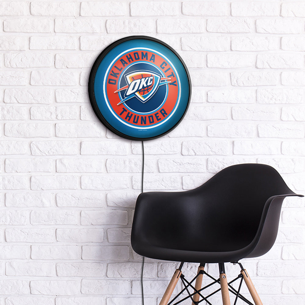 Oklahoma City Thunder Slimline Round Lighted Wall Sign Room View