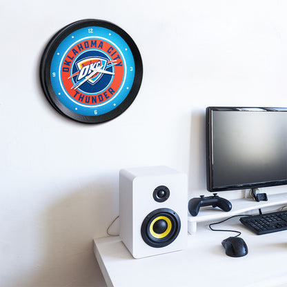 Oklahoma City Thunder Ribbed Wall Clock Room View