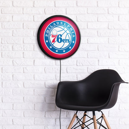 Philadelphia 76ers Slimline Round Lighted Wall Sign Room View