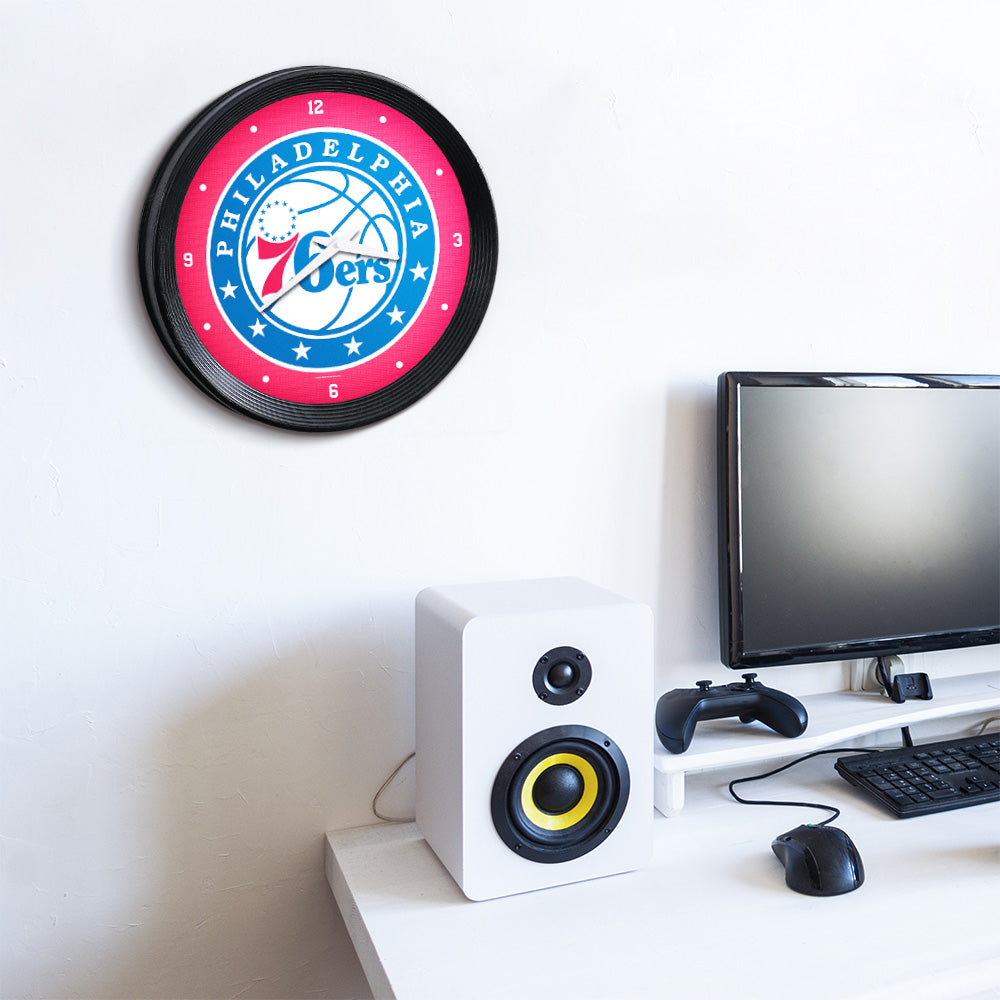 Philadelphia 76ers Ribbed Wall Clock Room View