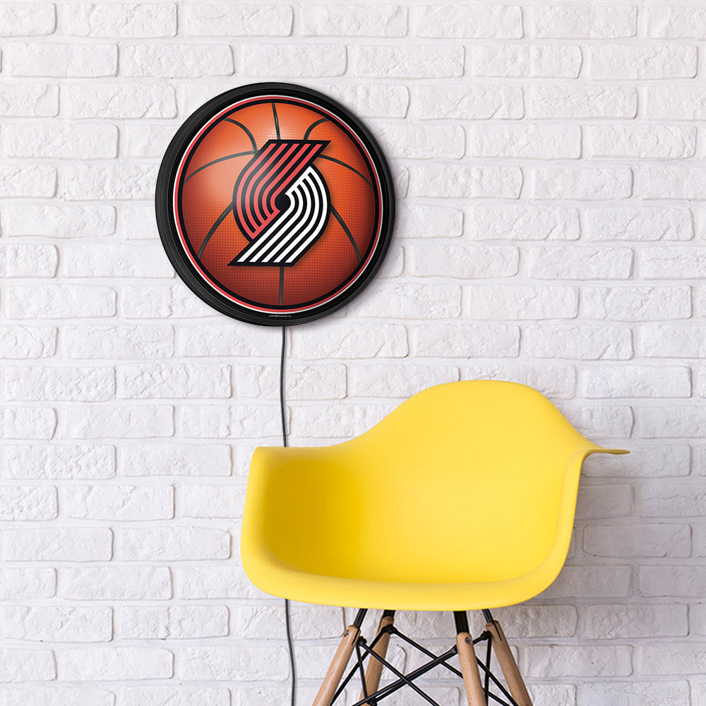 Portland Trail Blazers Basketball Slimline Round Lighted Wall Sign Room View
