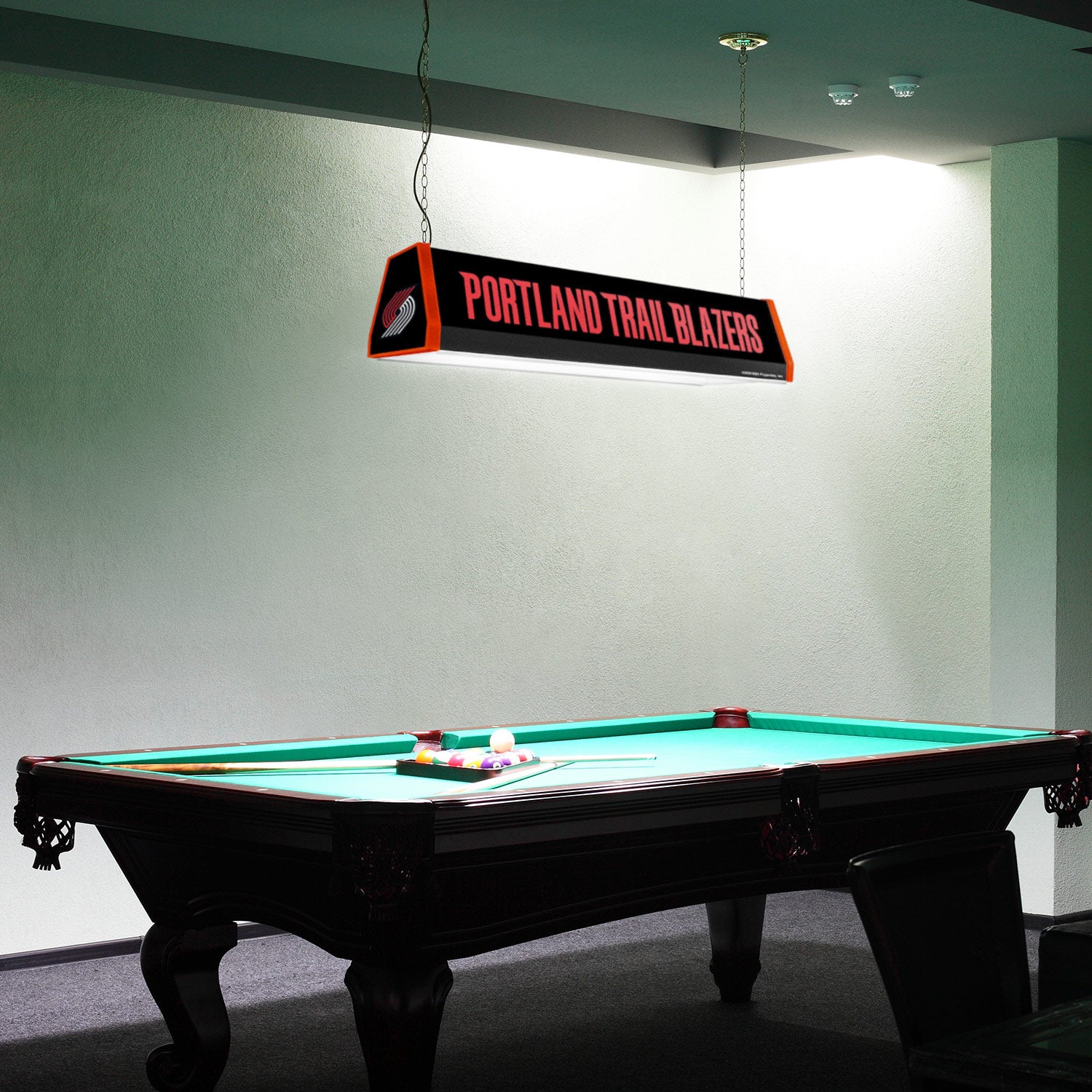 Portland Trail Blazers Standard Pool Table Light Room View