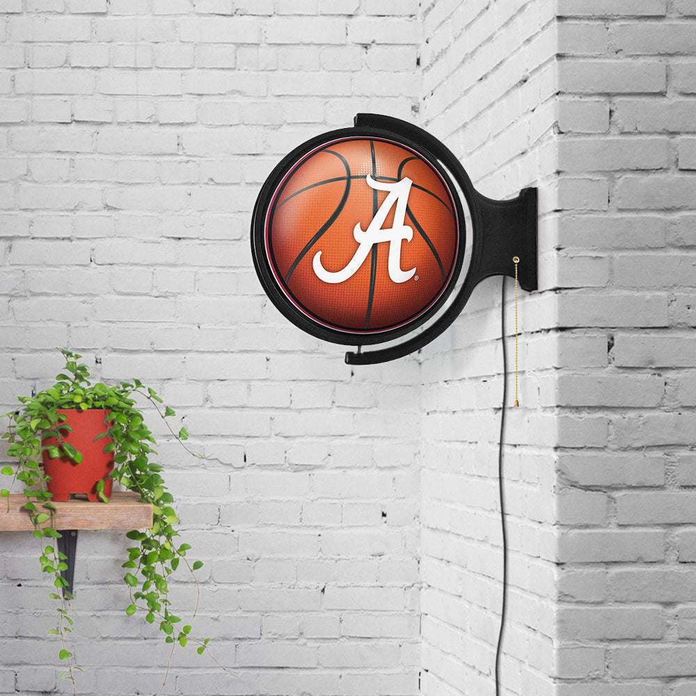 Alabama Crimson Tide Round Basketball Rotating Wall Sign Room View