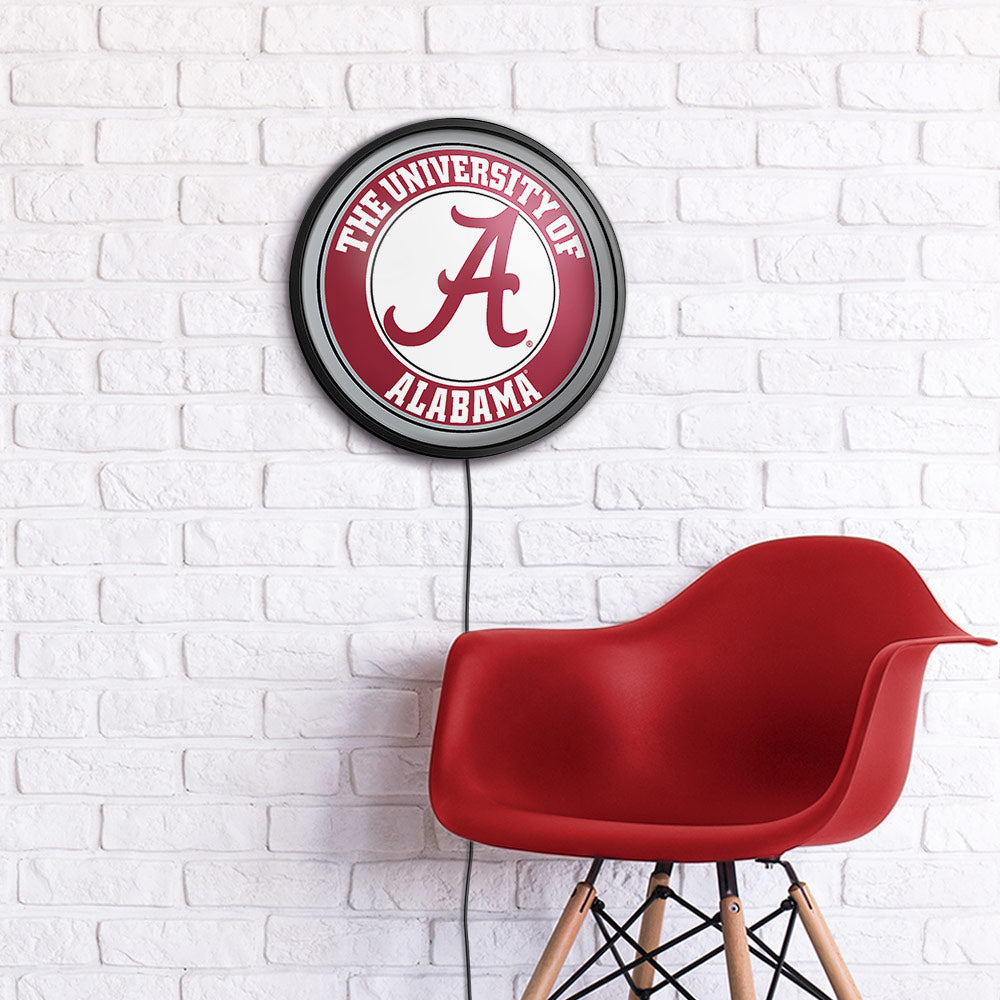 Alabama Crimson Tide Slimline Round Lighted Wall Sign Room View