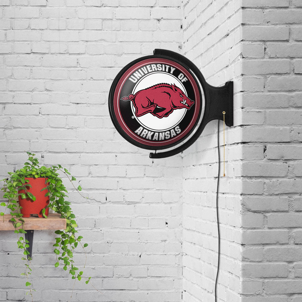 Arkansas Razorbacks Round Rotating Wall Sign Room View