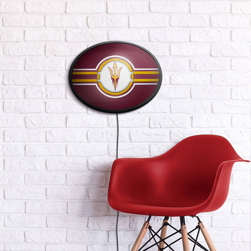 Arizona State Sun Devils Slimline Oval Lighted Wall Sign Room View