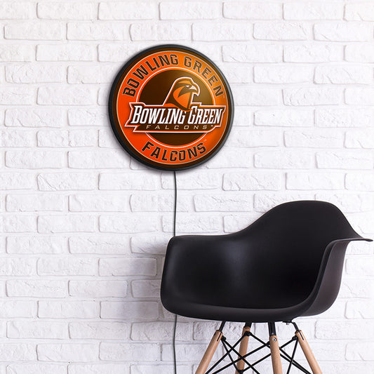 Bowling Green Falcons Slimline Round Lighted Wall Sign Room View