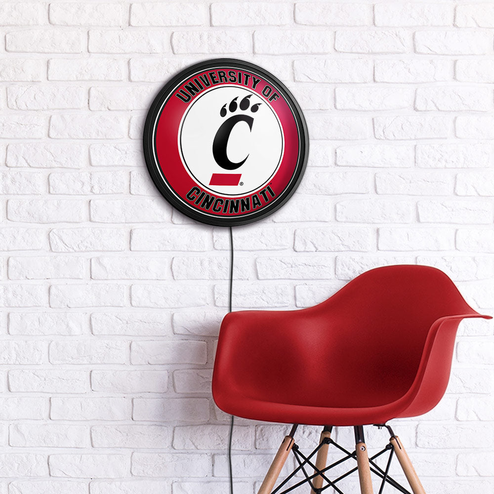 Cincinnati Bearcats Slimline Round Lighted Wall Sign Room View