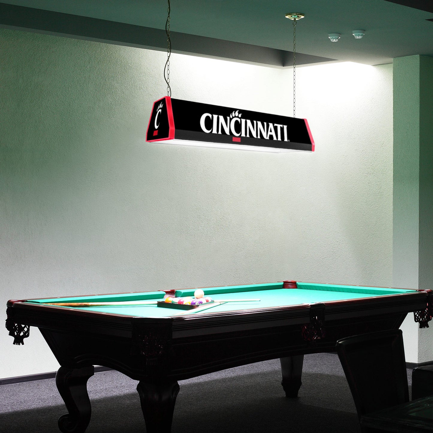 Cincinnati Bearcats Standard Pool Table Light Room View