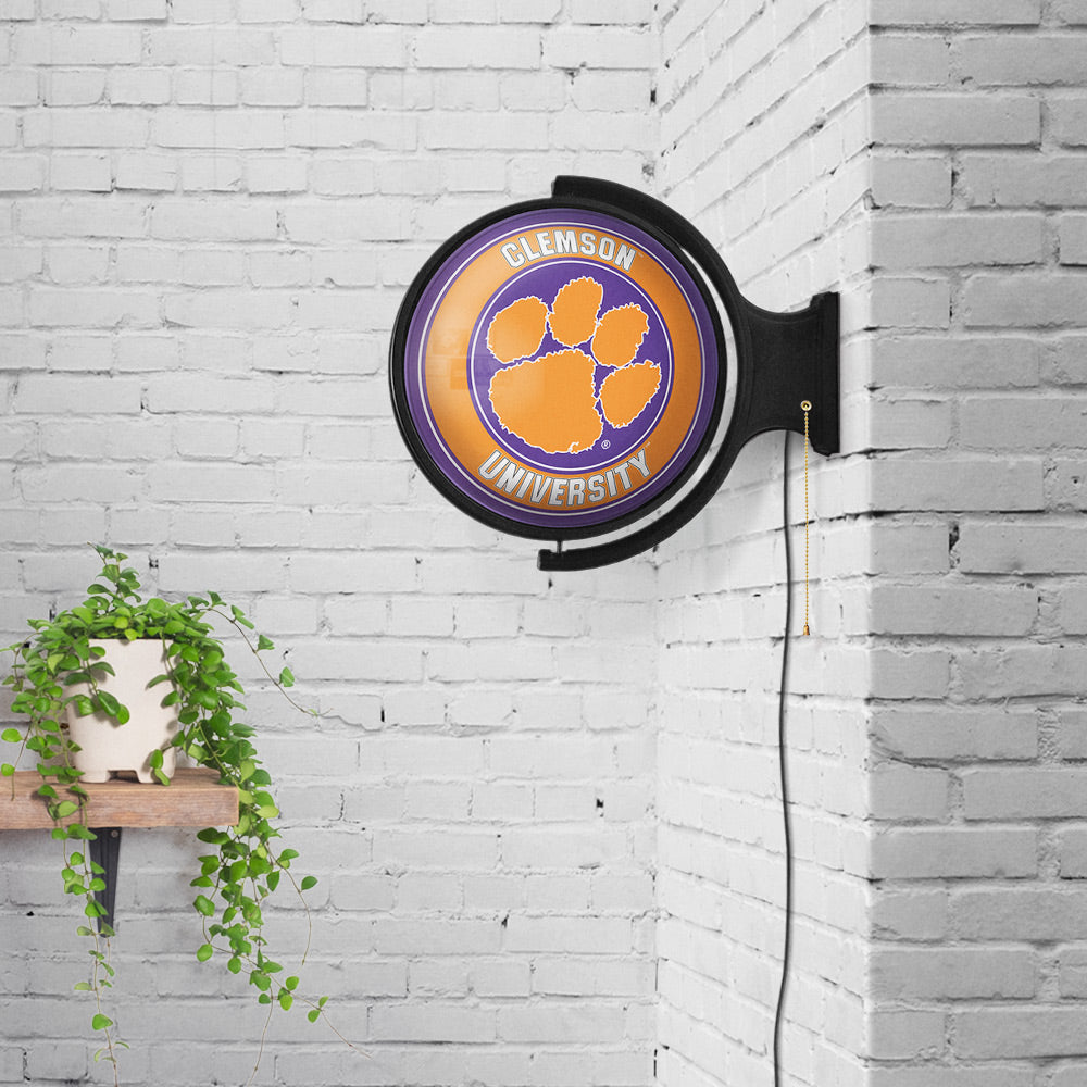 Clemson Tigers Round Rotating Wall Sign Room View