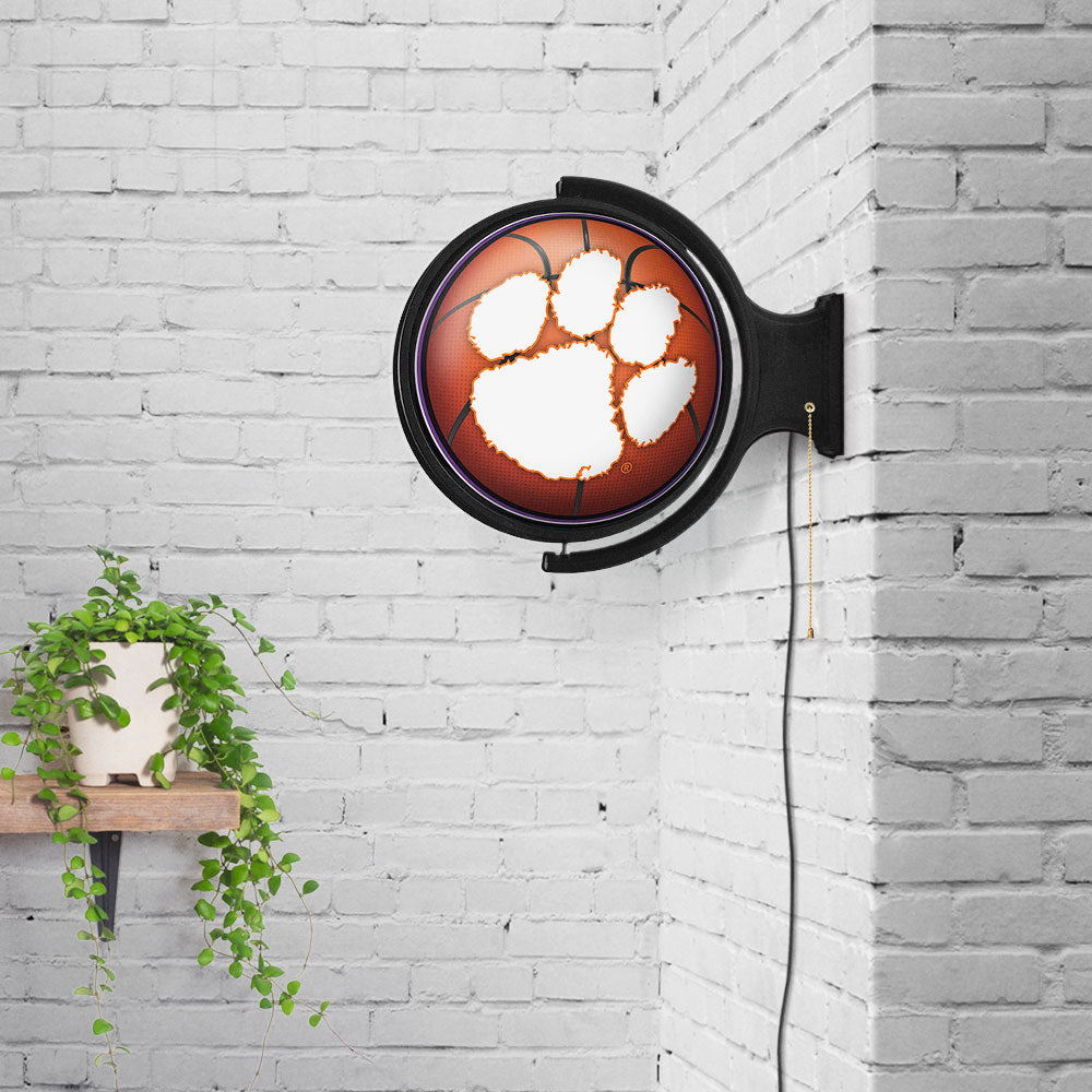 Clemson Tigers Round Basketball Rotating Wall Sign Room View