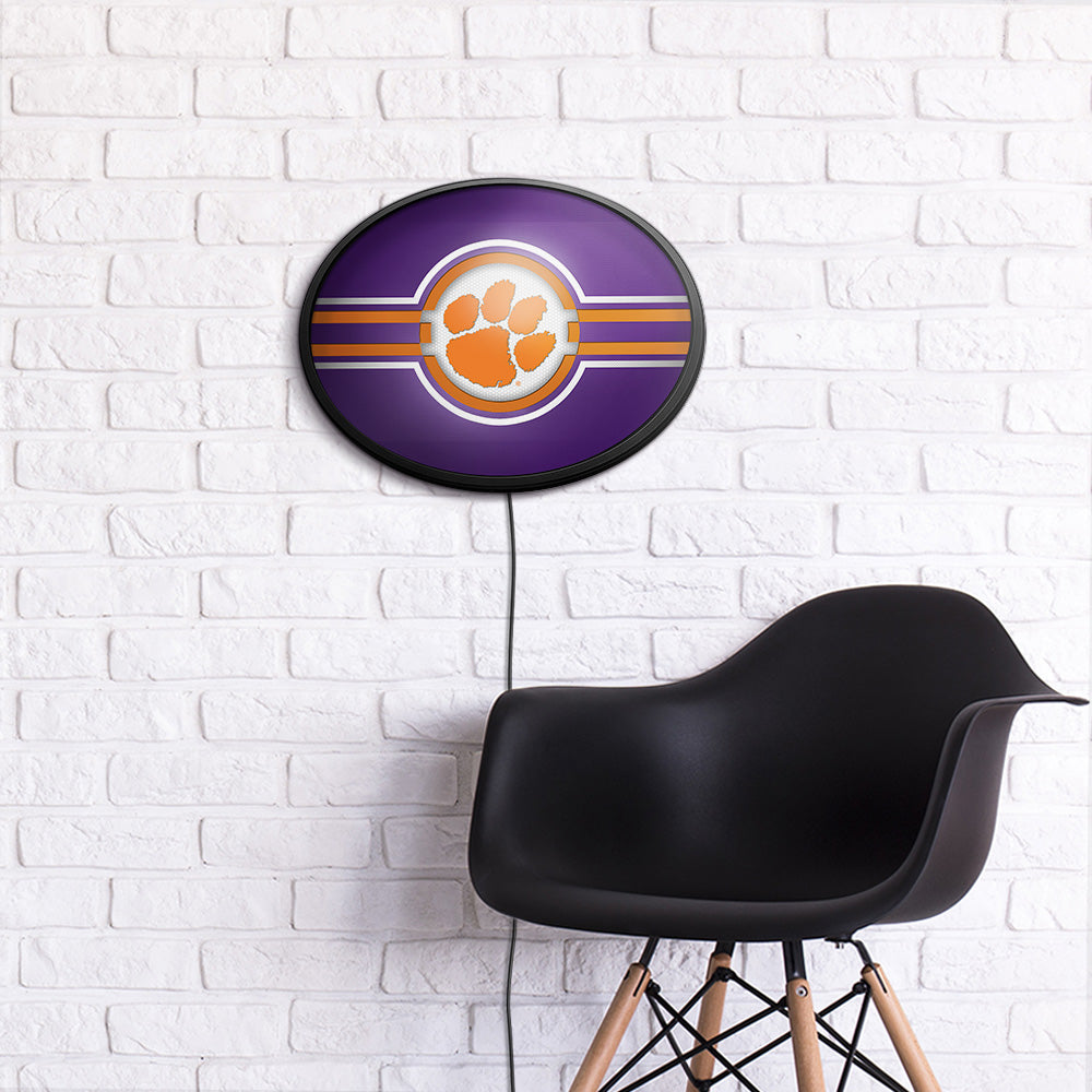 Clemson Tigers Slimline Oval Lighted Wall Sign Room View