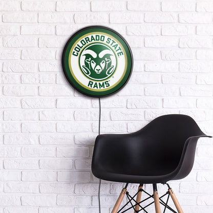 Colorado State Rams Slimline Round Lighted Wall Sign Room View