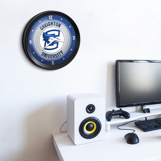 Creighton Blue Jays Ribbed Wall Clock Room View