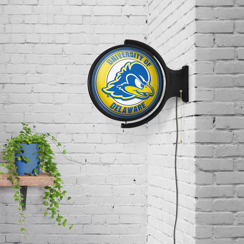 Delaware Blue Hens Round Rotating Wall Sign Room View