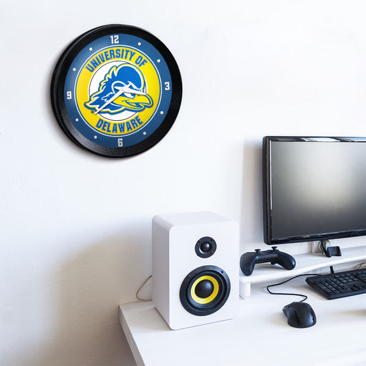 Delaware Blue Hens Ribbed Wall Clock Room View