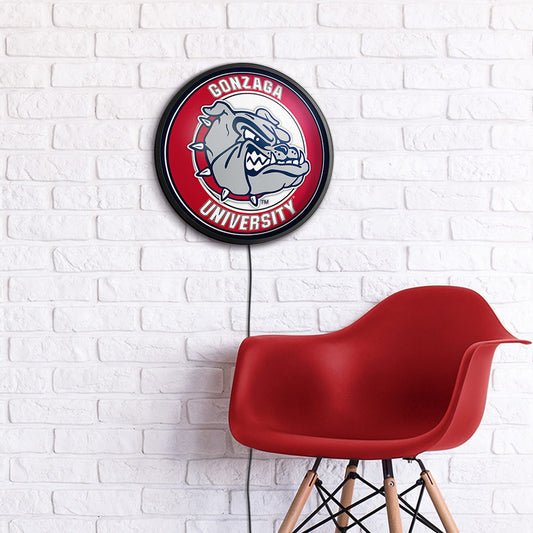 Gonzaga Bulldogs Slimline Round Lighted Wall Sign Room View