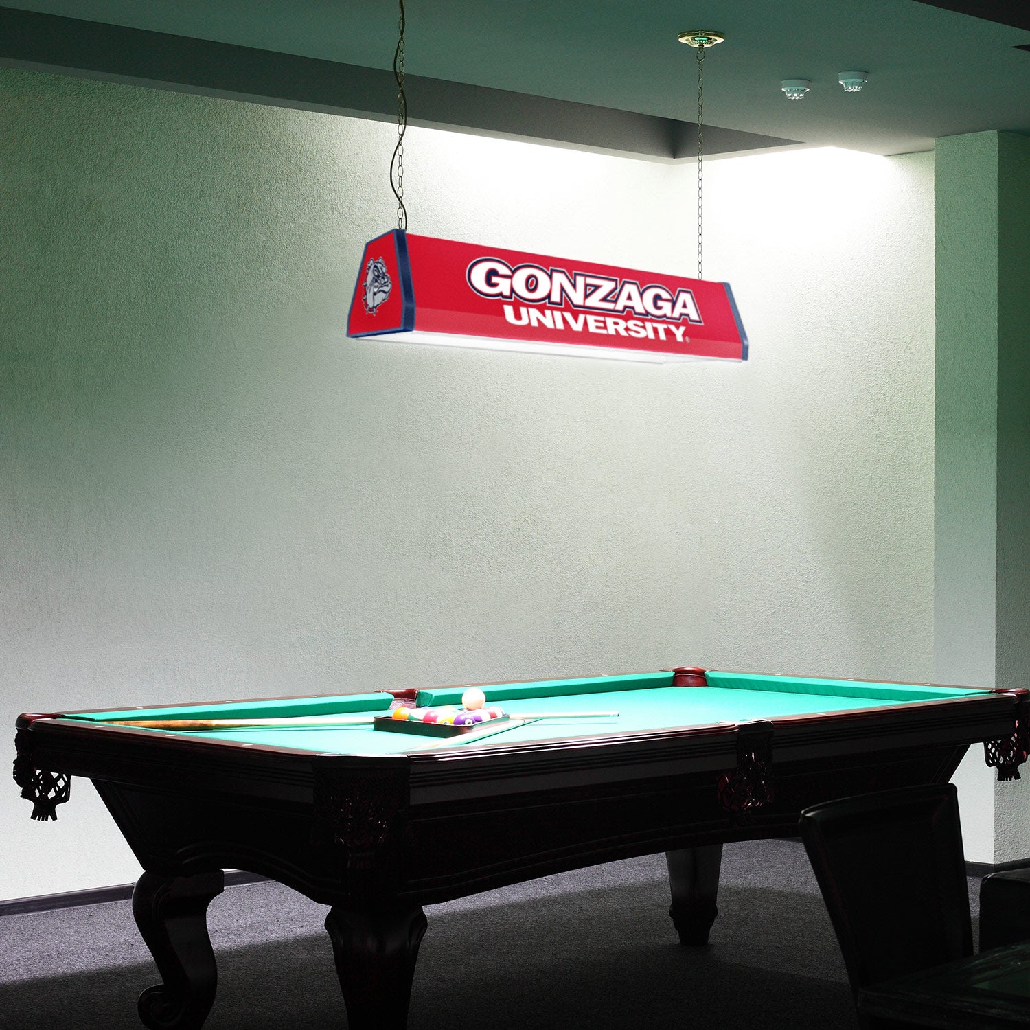 Gonzaga Bulldogs Standard Pool Table Light Room View
