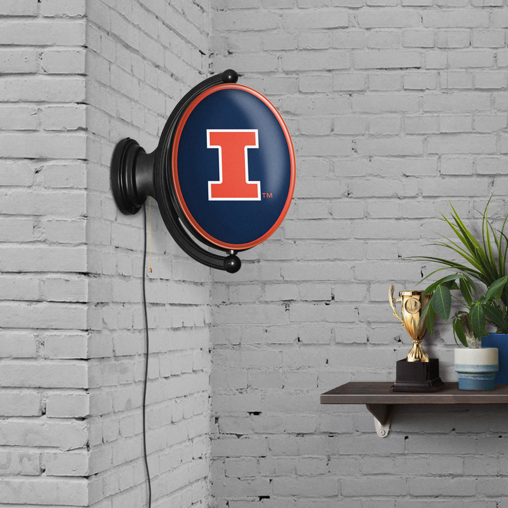 Illinois Fighting Illini Oval Rotating Wall Sign Room View