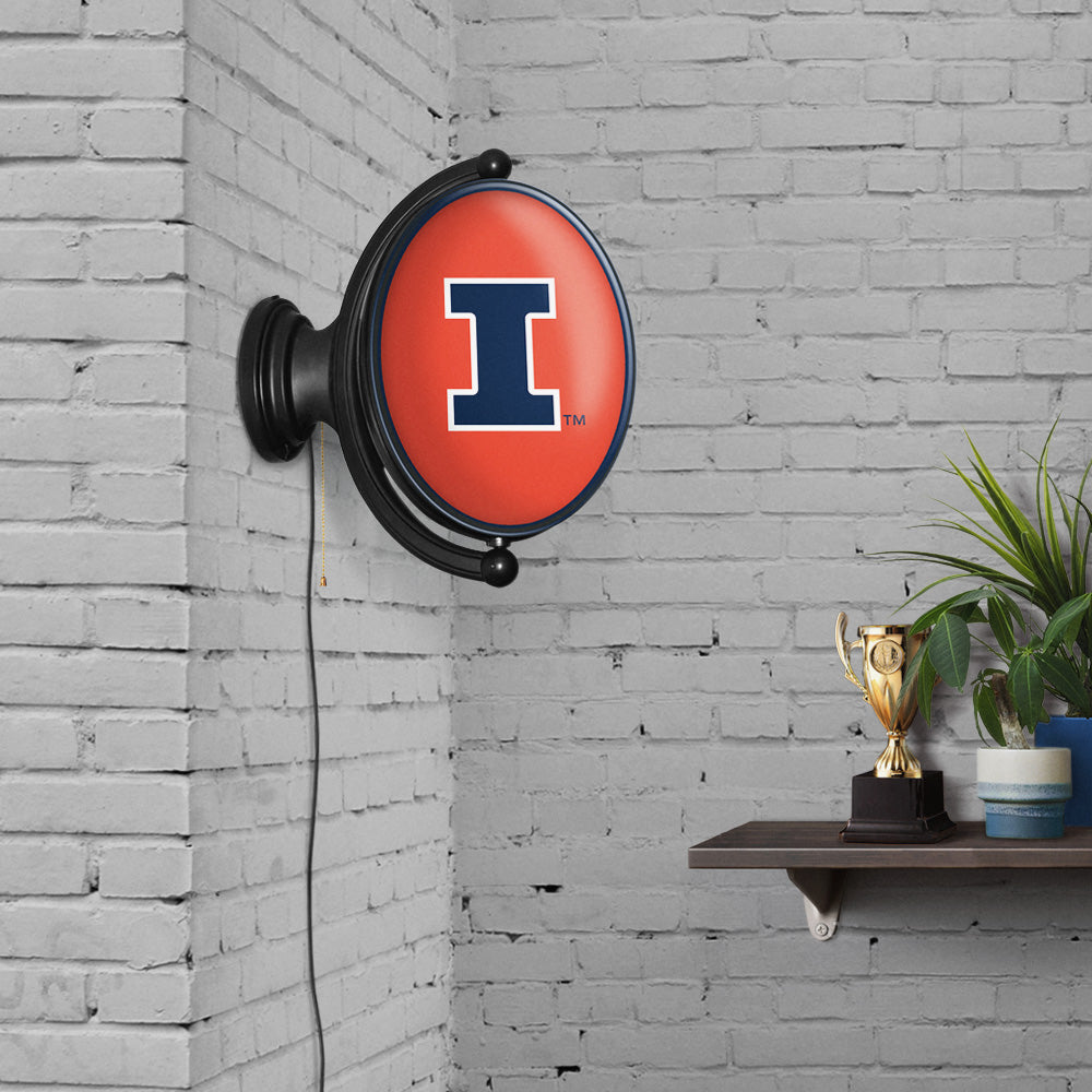 Illinois Fighting Illini Oval Rotating Wall Sign Room View