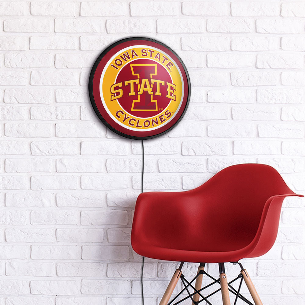 Iowa State Cyclones Slimline Round Lighted Wall Sign Room View