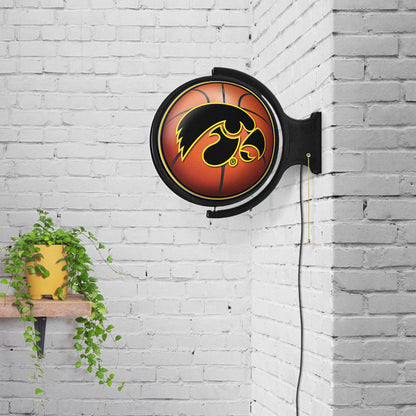 Iowa Hawkeyes Round Basketball Rotating Wall Sign Room View