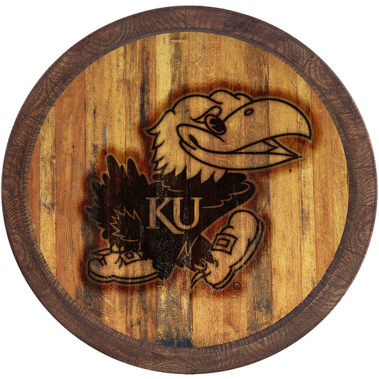 Kansas Jayhawks Branded Barrel Top Sign