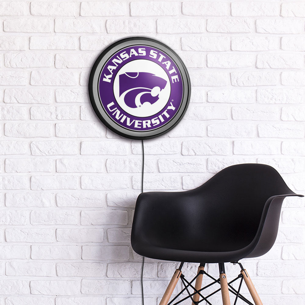 Kansas State Wildcats Slimline Round Lighted Wall Sign