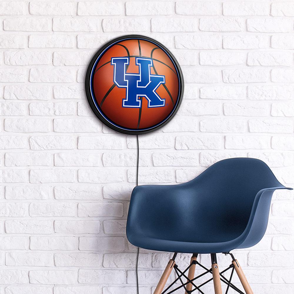 Kentucky Wildcats Basketball Slimline Round Lighted Wall Sign Room View