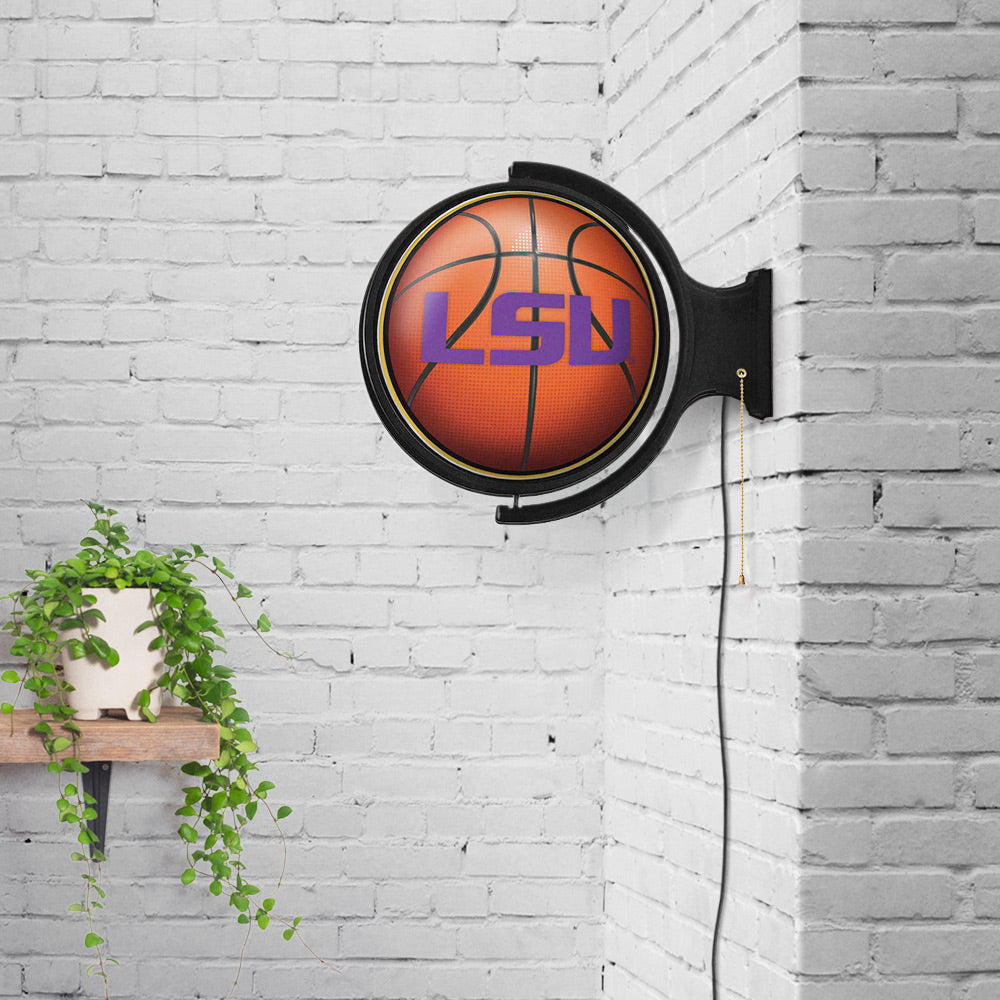 LSU Tigers Round Basketball Rotating Wall Sign Room View