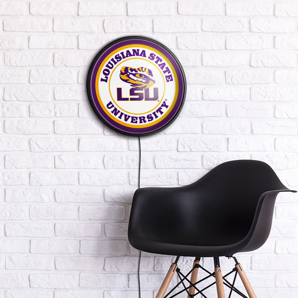 LSU Tigers Slimline Round Lighted Wall Sign Room View