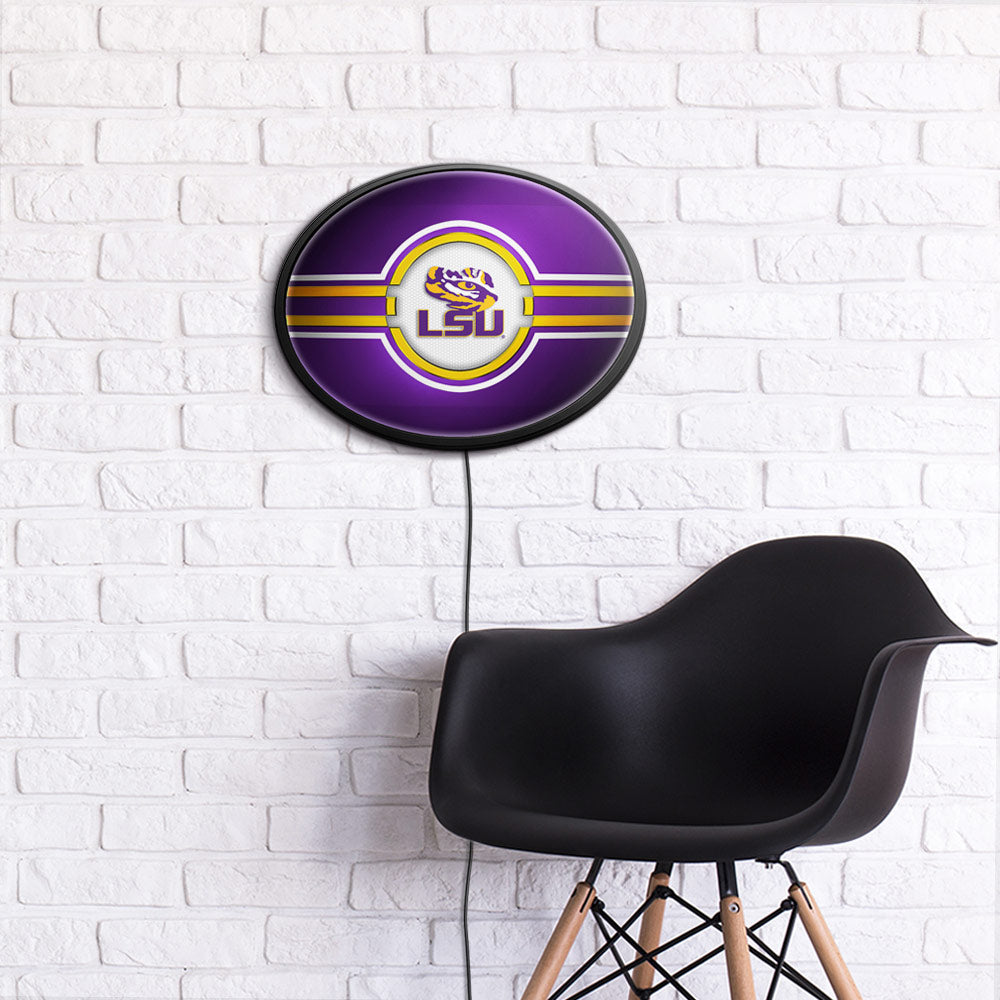 LSU Tigers Slimline Oval Lighted Wall Sign Room View