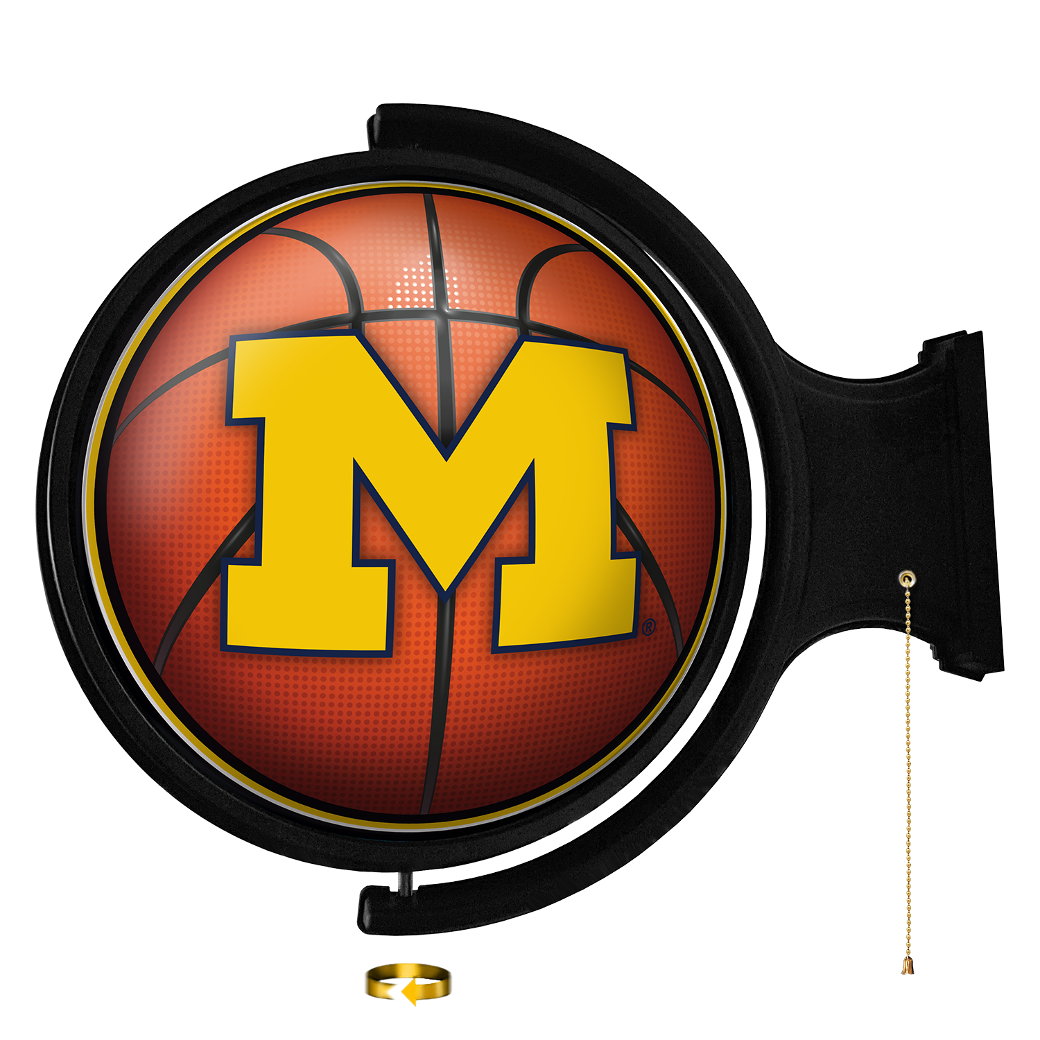 Michigan Wolverines Round Basketball Rotating Wall Sign