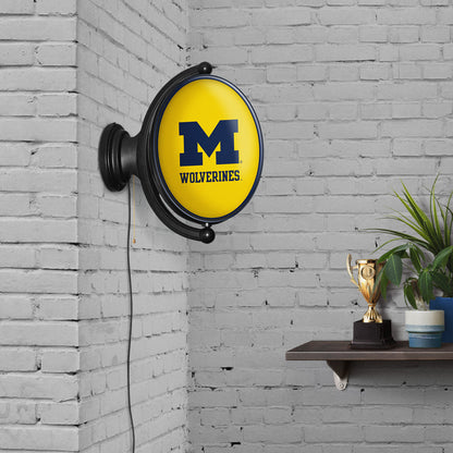 Michigan Wolverines Oval Rotating Wall Sign Room View