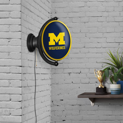 Michigan Wolverines Oval Rotating Wall Sign Room View