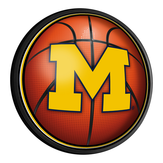 Michigan Wolverines Basketball Slimline Round Lighted Wall Sign