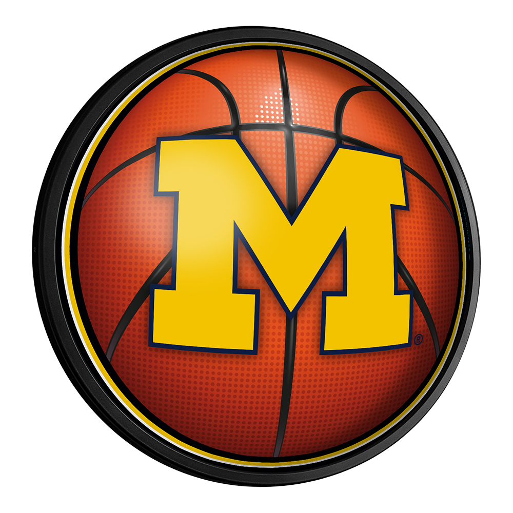 Michigan Wolverines Basketball Slimline Round Lighted Wall Sign